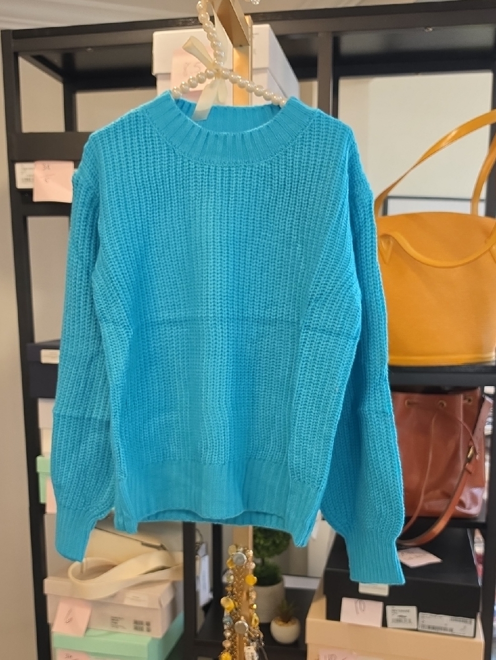 Bright Blue Crewneck Knit Sweater for Kids - Classic Pullover